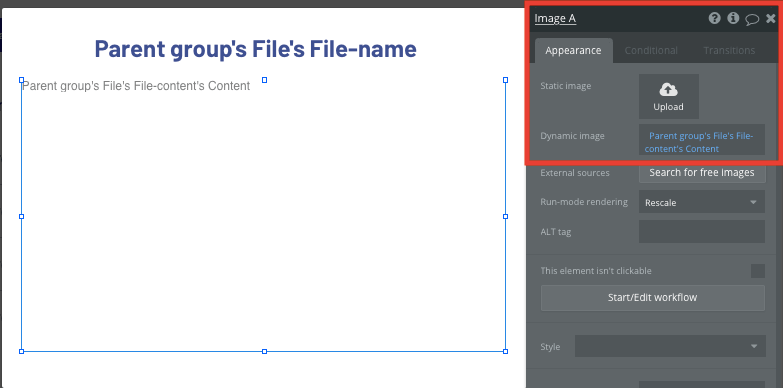 Displaying a dynamic Dropbox file on a no-code popup element