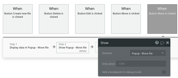 Dropbox clone app displaying a popup element