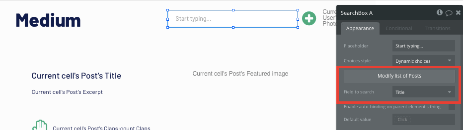 Medium Clone Bubble App Search Bar Tutorial