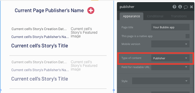 Bubble Apple News Clone No Code Publisher Dynamic Page Tutorial