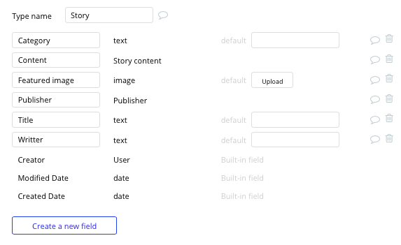 Apple News Aggregator Clone Bubble Story Data Type and Fields