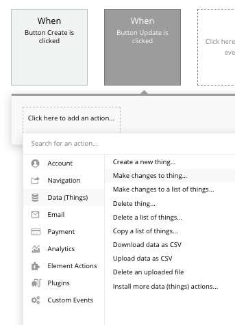 bubble no code slack clone tutorial walkthrough - data change workflow.