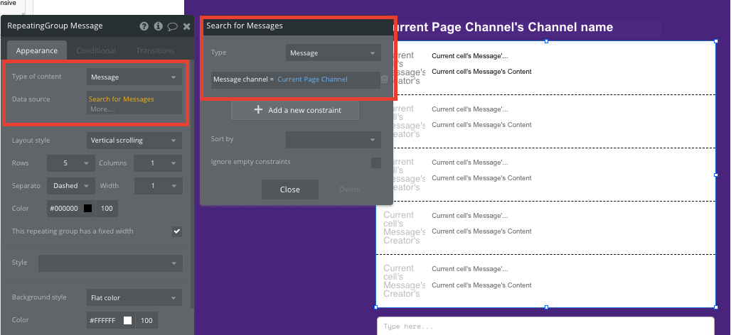 bubble no code slack clone tutorial walkthrough - search messages.