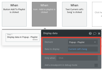 How to display and add song to playlist in Bubble Spotify clone