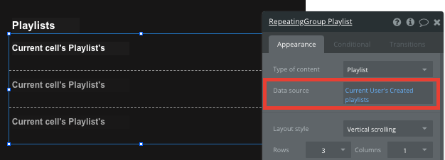 Bubble No Code Spotify Clone Repeating Group Playlist Tutorial