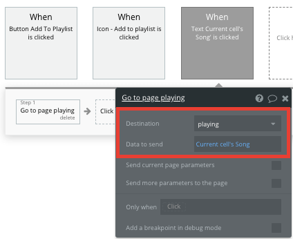 Bubble No Code Spotify Clone Workflow for Playing Song