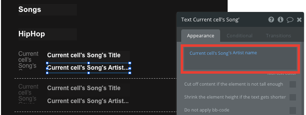 Bubble Spotify Template Songs Dynamic Content Walkthrough