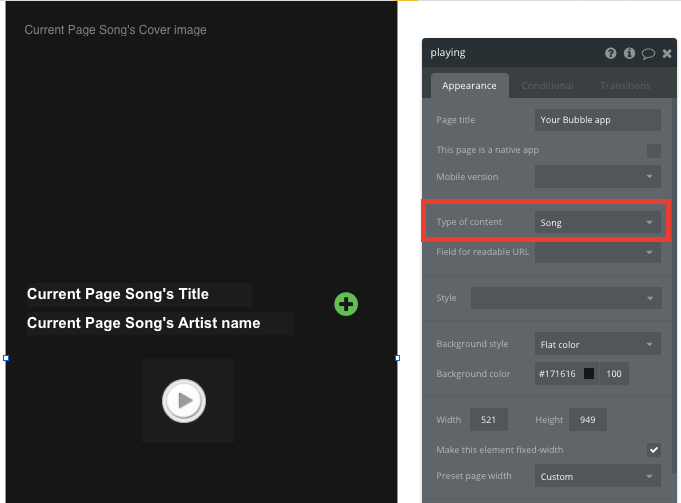 Bubble Spotify Clone Dynamic Song Page Content Tutorial