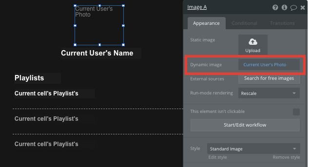Bubble No Code Spotify Clone User Profile Template