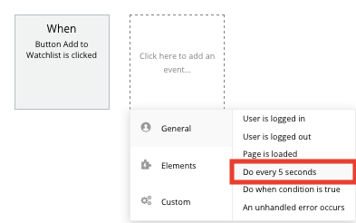 Creating an event trigger in Bubble’s no-code workflow editor