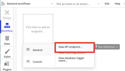 Creating a new no-code API endpoint