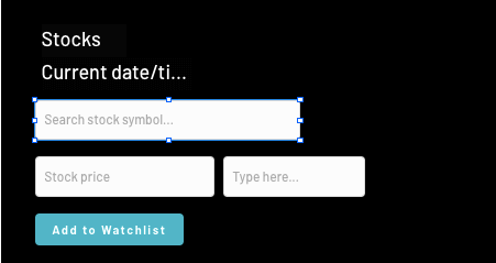 No-code Apple Stocks clone app stock search bar