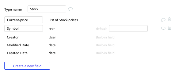 Bubble no code Apple Stocks clone tutorial with stock data type and fields