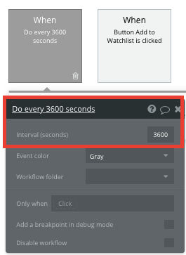 Configuring the time interval for a no-code workflow trigger