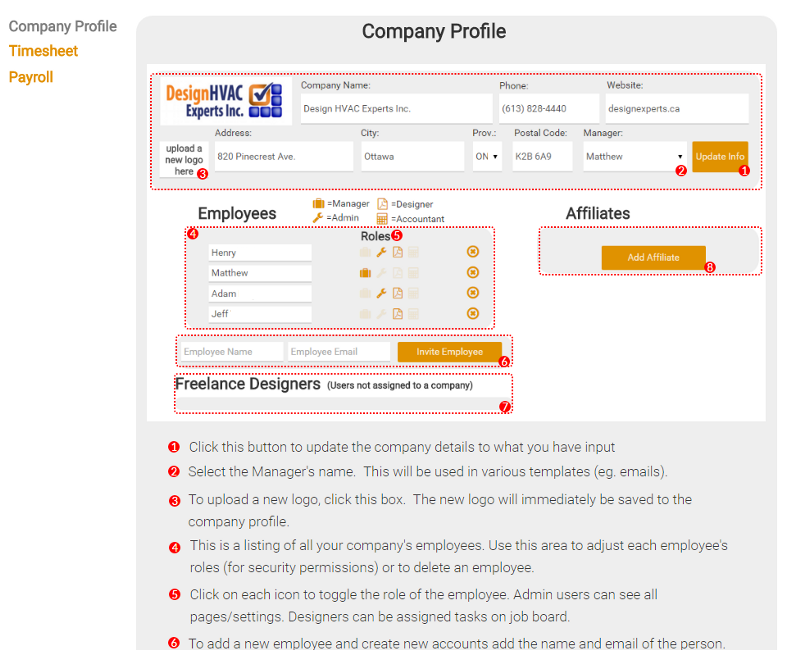 HVAC company Bubble app.