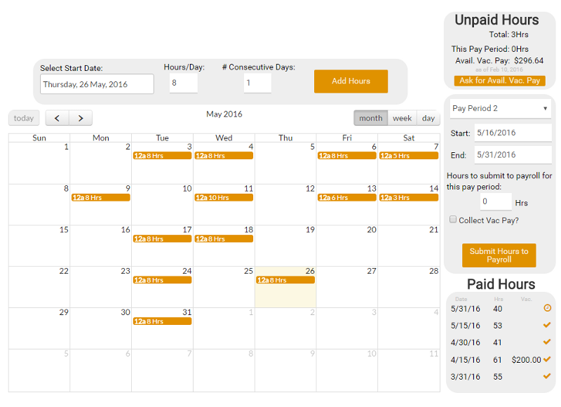 HVAC payroll in Bubble app.