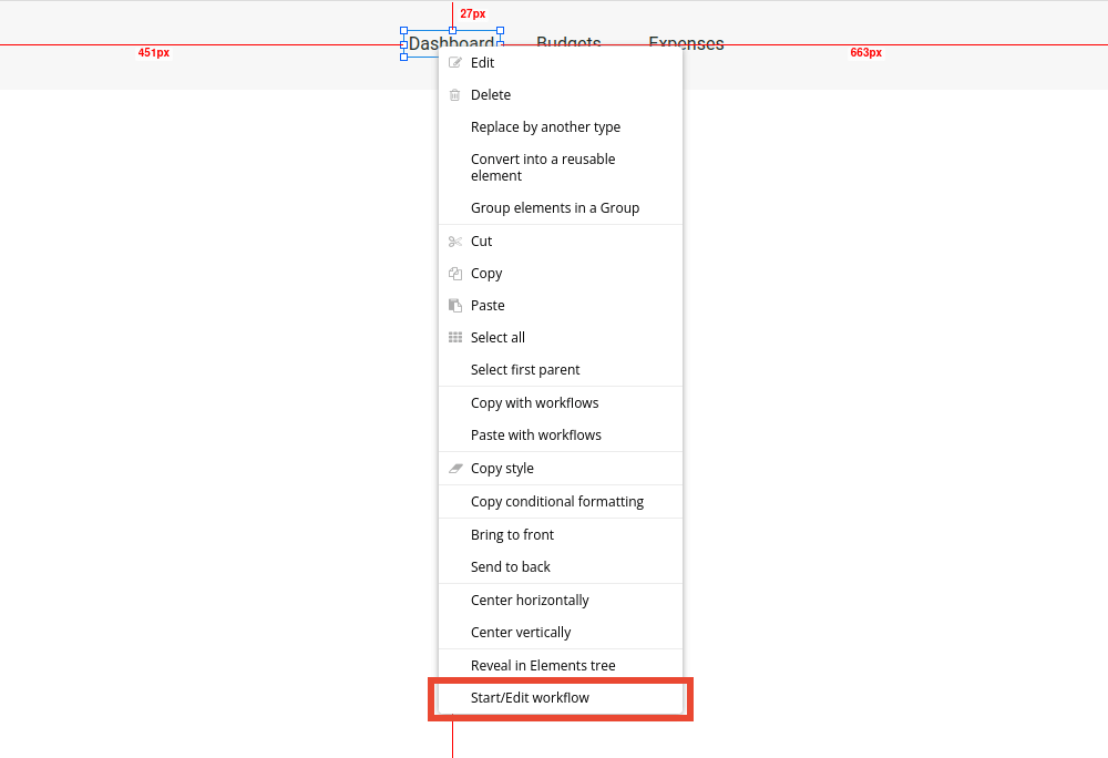 Start or edit workflow in Bubble editor.