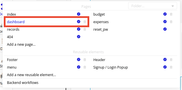 Creating a menu in Bubble editor.