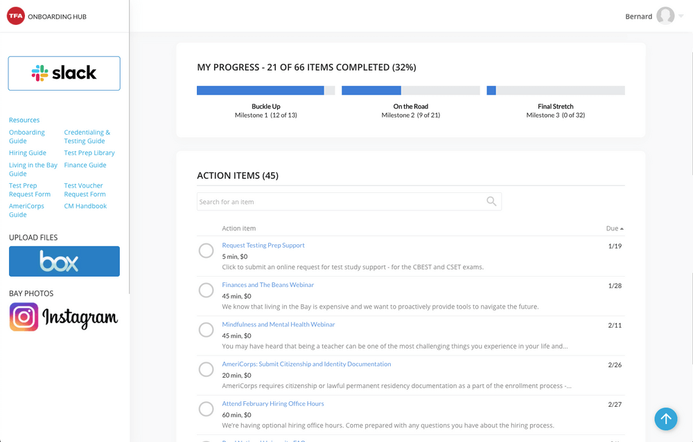 The Teacher Hub dashboard.