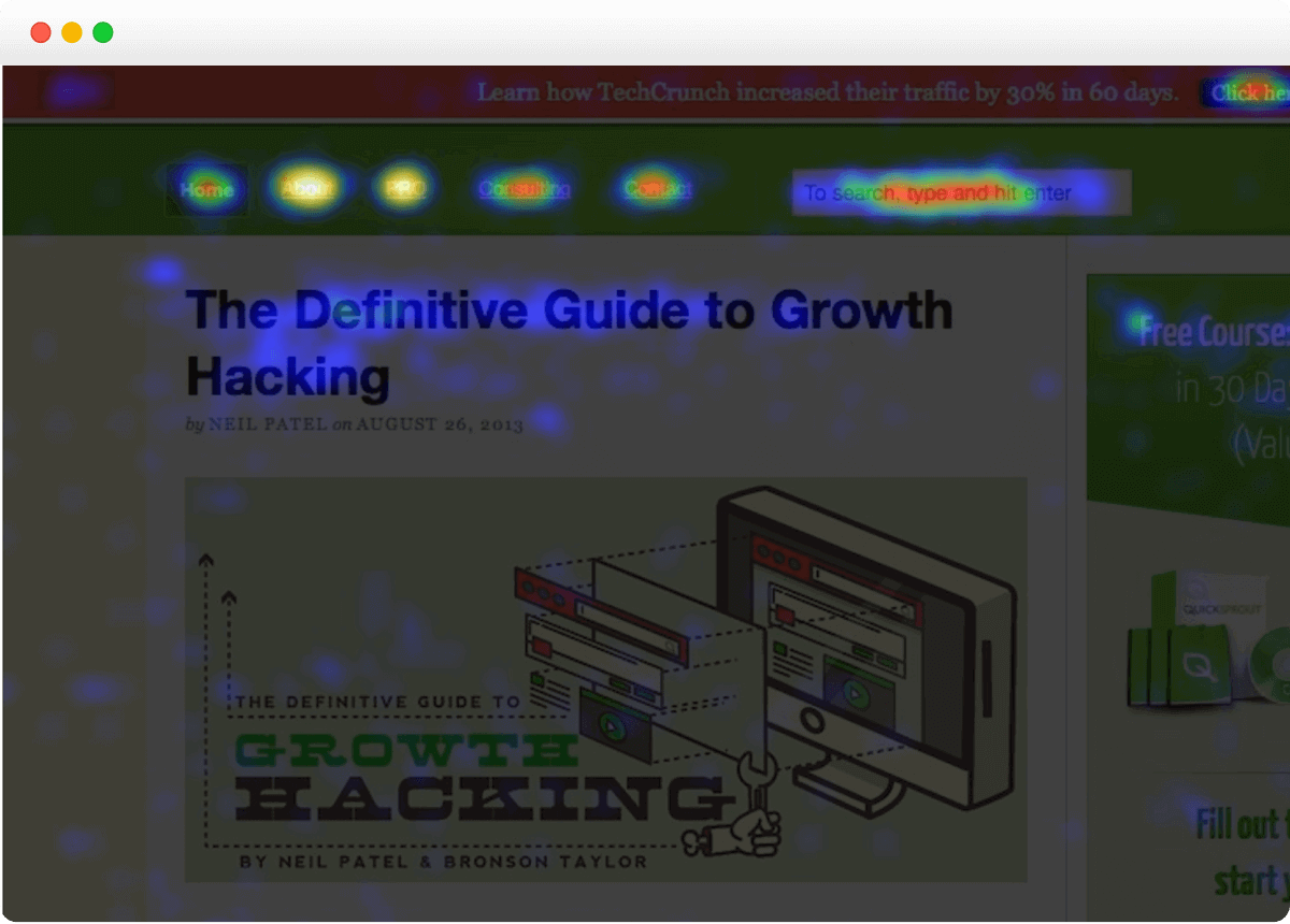 A Beginner’s Guide to Web Analytics blog by Bubble - CrazyEgg sample heat map