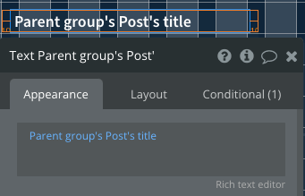 Text element (for post title) on homepage