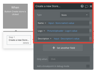 Creating a new store in a no-code Shopify clone app