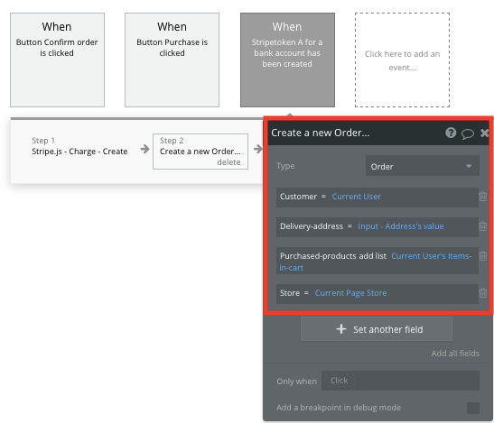 Creating a product order in a Shopify clone app