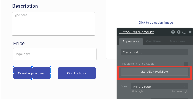 Triggering a new no-code workflow to create a new Shopify store product