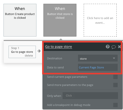 Sending a user to a Shopify store page in Bubble’s no-code editor