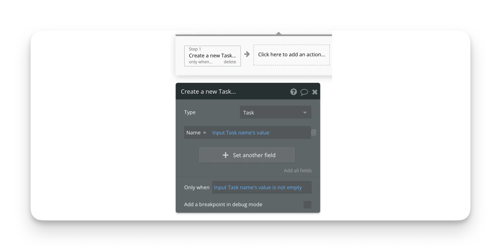 Creating a conditional workflow.