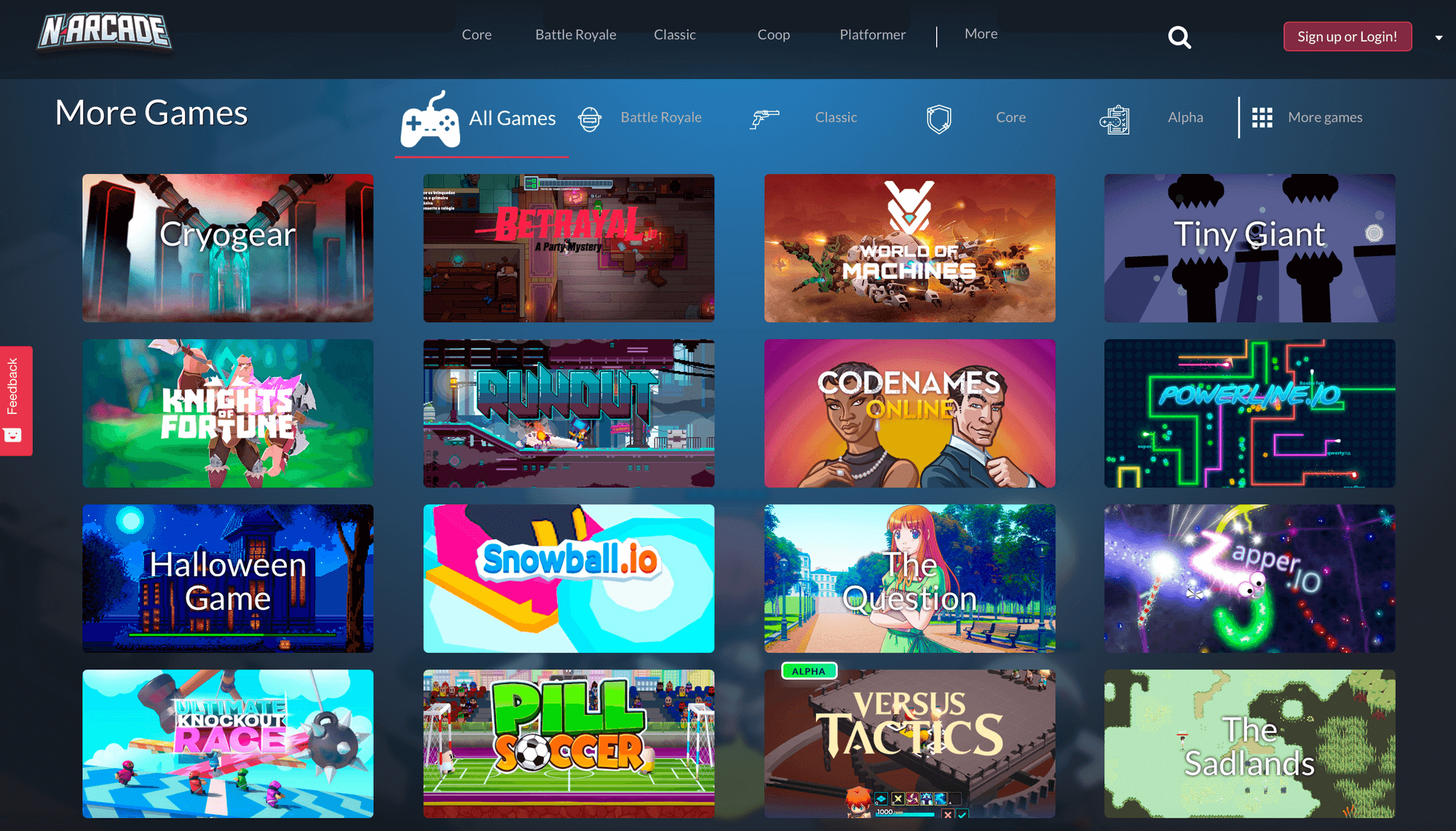 A selecton of games available from N-Arcade