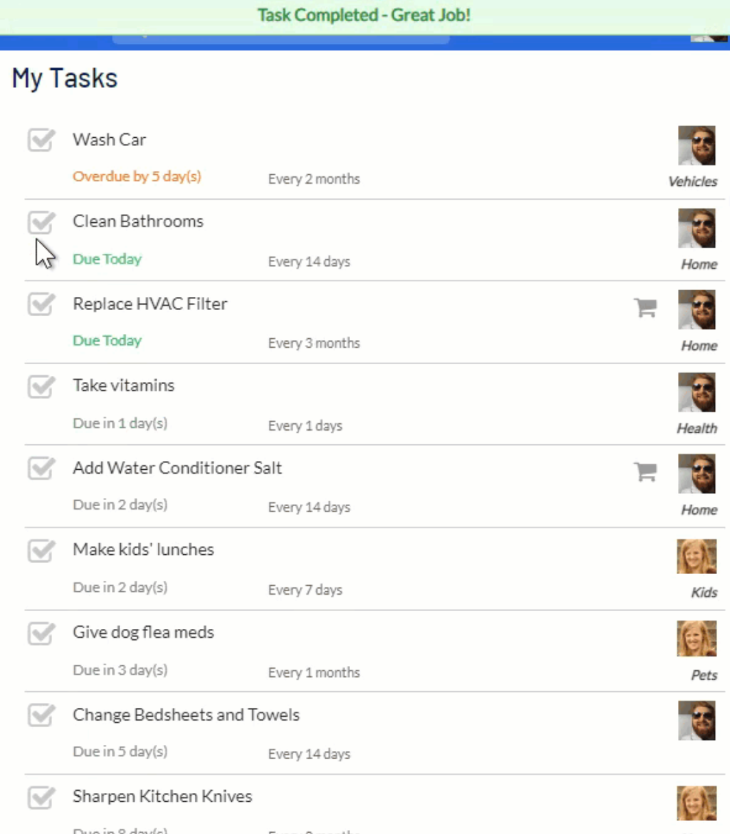 Checking off a task on OnOtto.