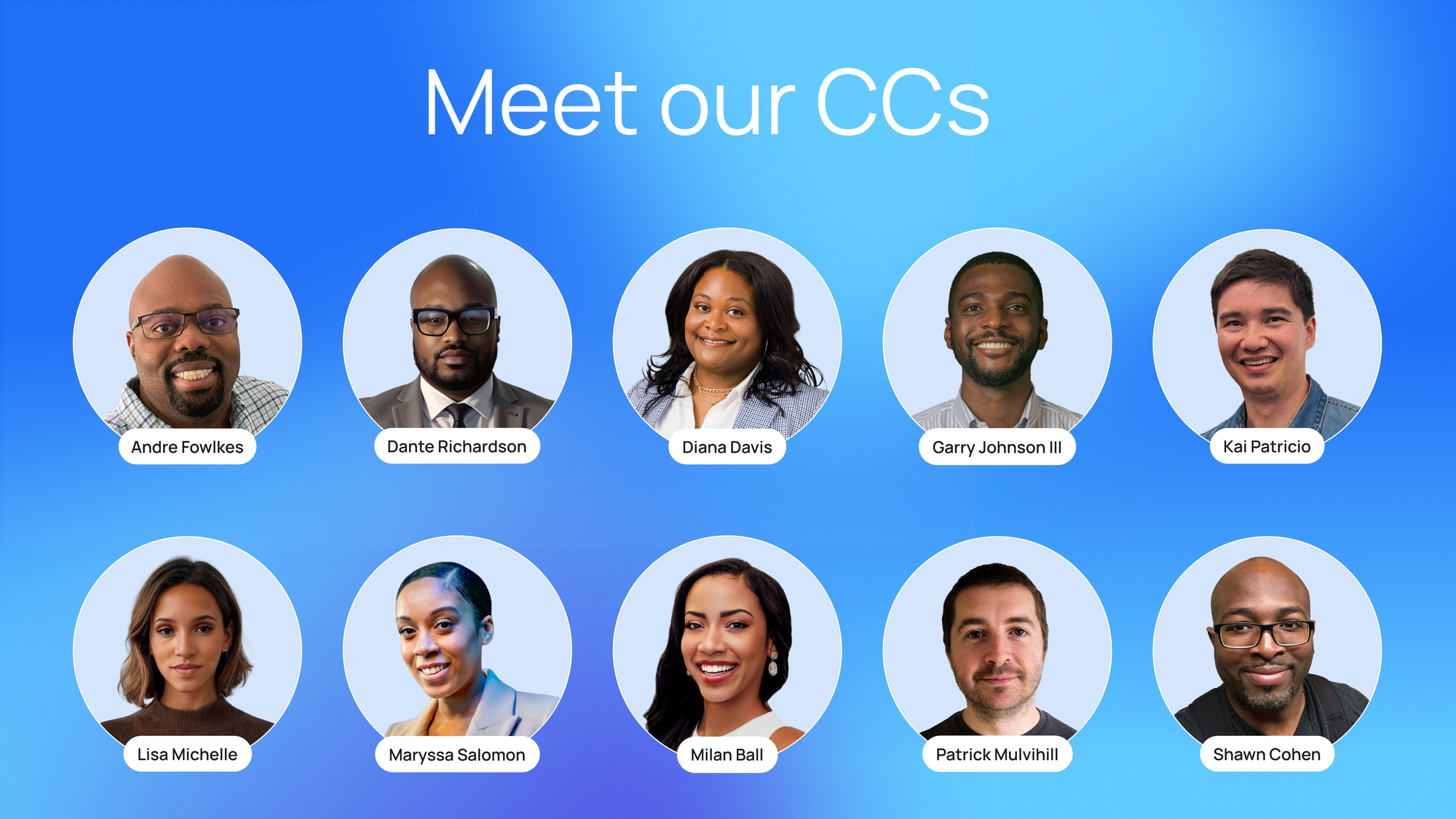 Headshots of 10 different Community Champs