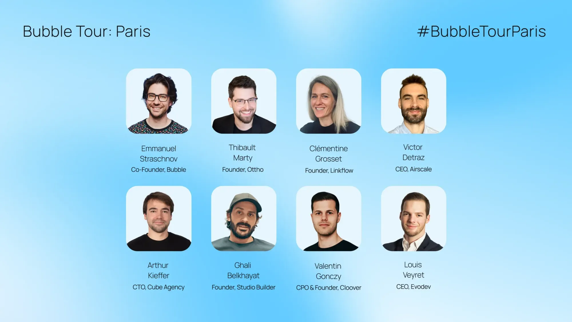 Speaker lineup for Bubble Tour Paris