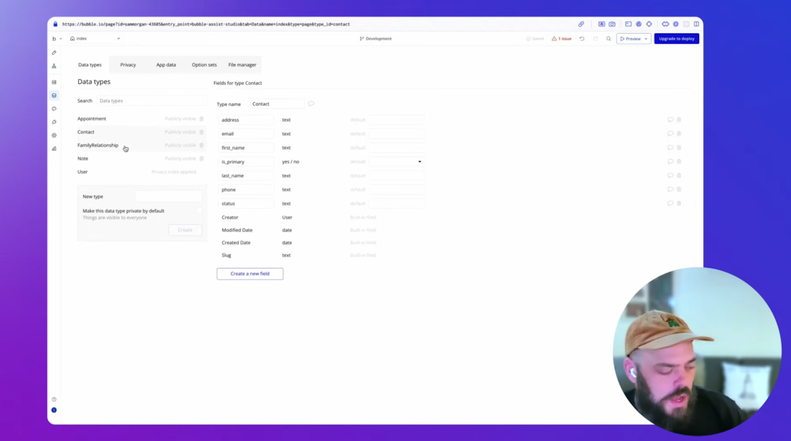 Bubble's generated data types
