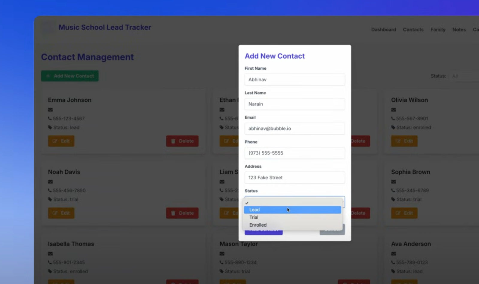 Adding a customer contact interface