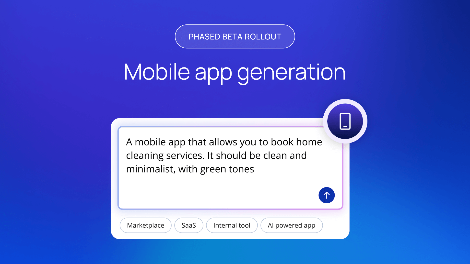 A module showing a prompt to create a mobile cleaning services app