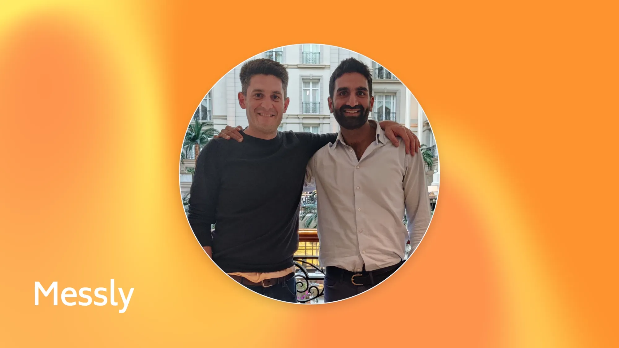 Smiling man with glasses in checkered shirt, outdoor headshot on pink gradient background with text UCL Medical School