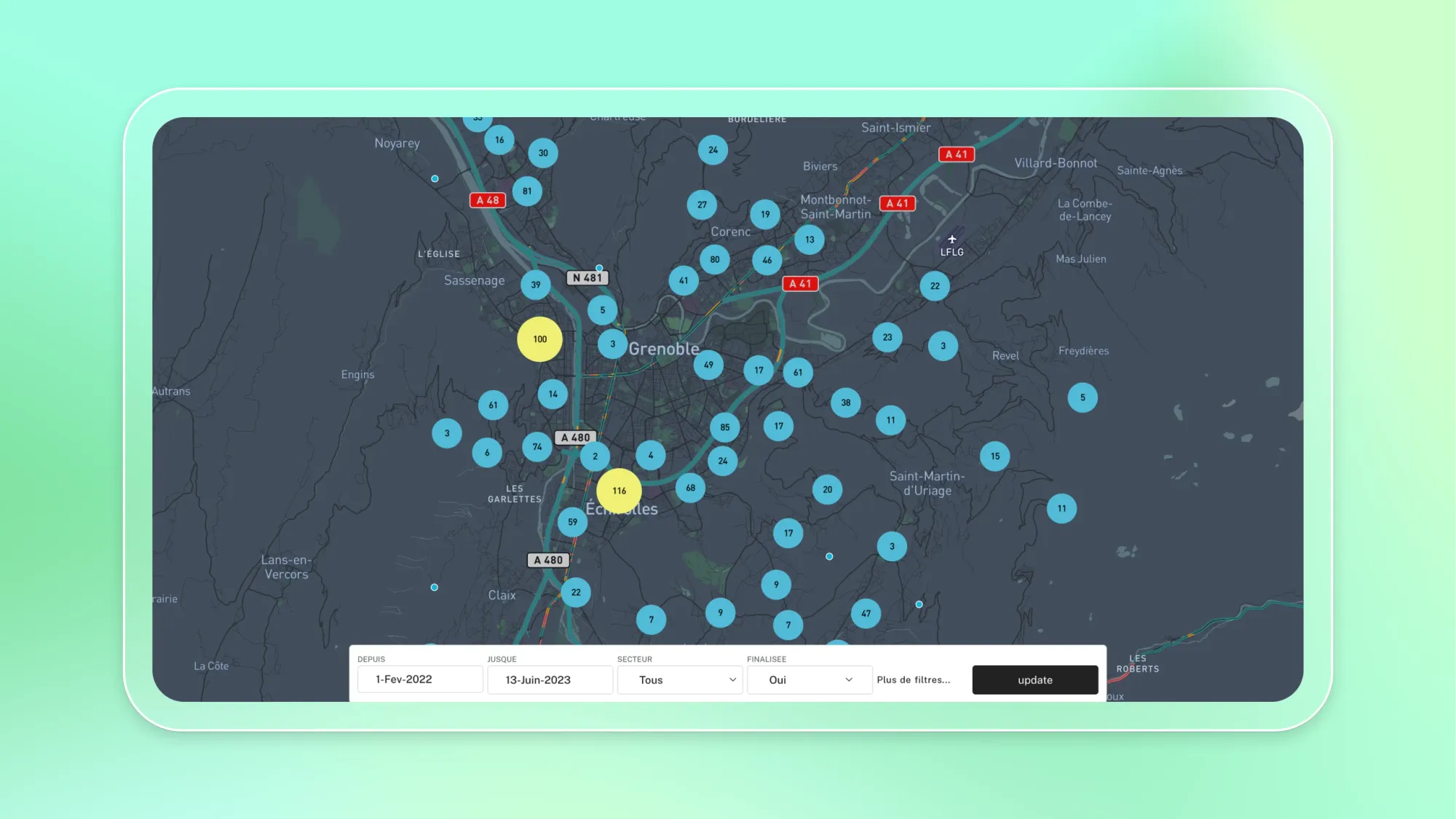 An in-app map of incidents