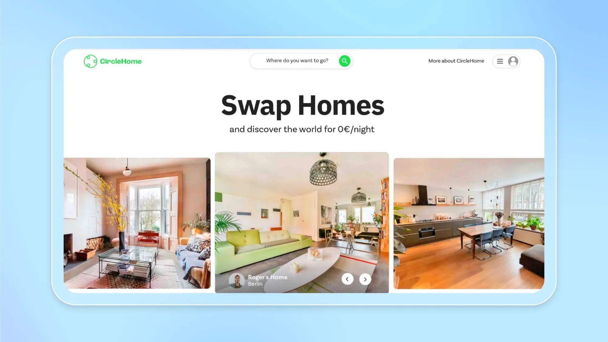 A screenshot of CircleHome's homepage