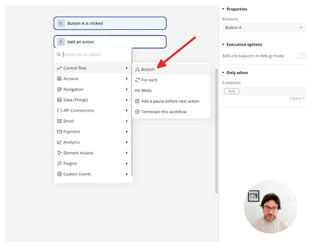 Emmanuel shows off the new branch option