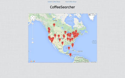 Map of the United States with red location markers showing Canada and Mexico.