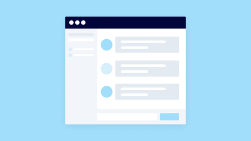 An illustration of an AI chatbot interface on a solid background.