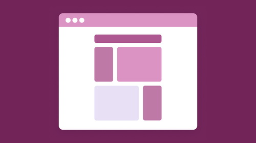 A mockup of a masonry layout in a window on a magenta background.