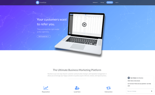 Revetize's homepage.