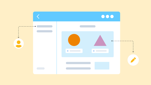 A mockup of a web app with a sidebar, hero, and other small components.