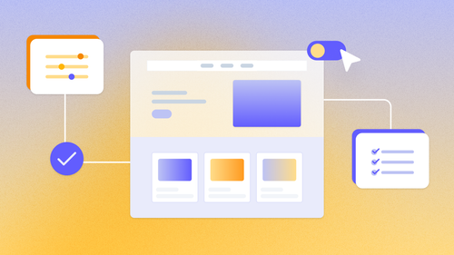A web app with two different modules as visual callouts.