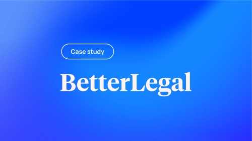 The BetterLegal wordmark with a pill that says "case study" on a gradient background.