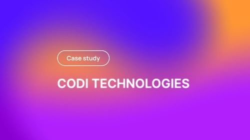 Case study title card with gradient background and text Case study and CODI TECHNOLOGIES
