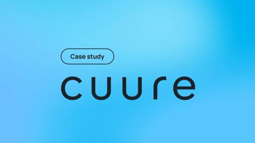The cuure wordmark with a pill that says "case study" on a gradient background.